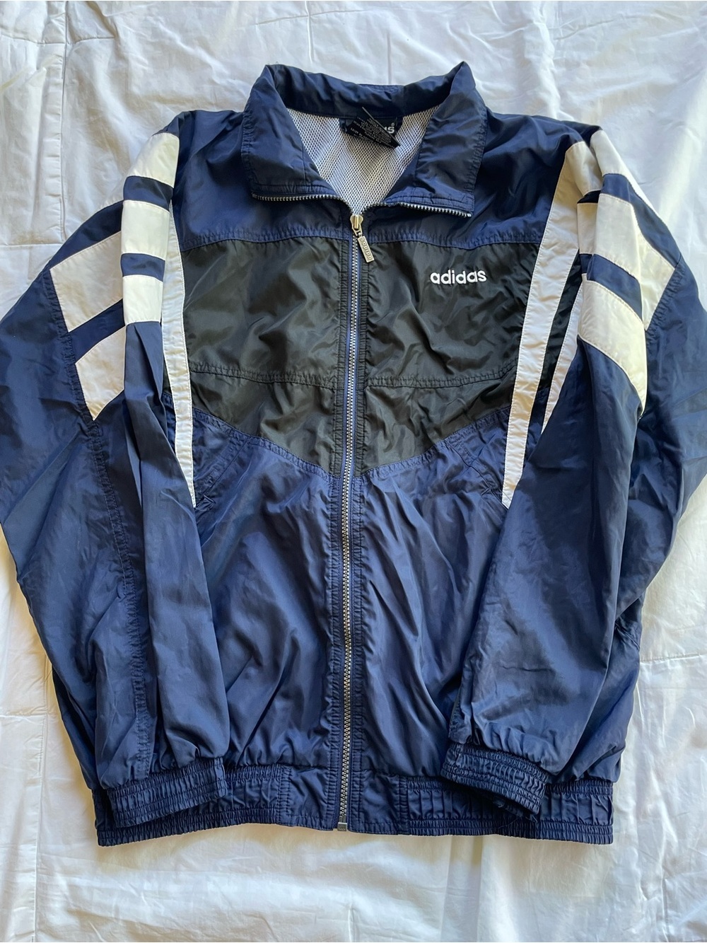 adidas Navy and Black Zip-Front Sport Jacket Size Medium - Picture 1 of 3